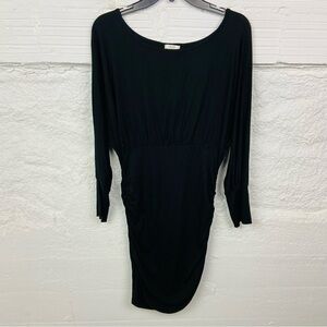 Cache Black stretch keyhole back Long Sleeve mini Dress size large